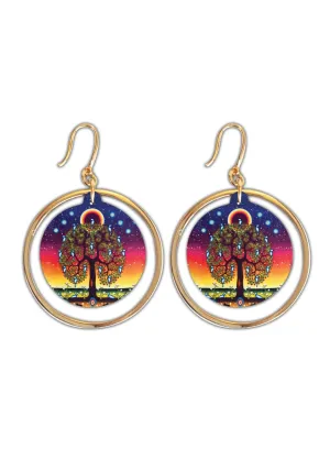 "Tree of Life" vegan earrings, artwork by Native artist, James Jacko