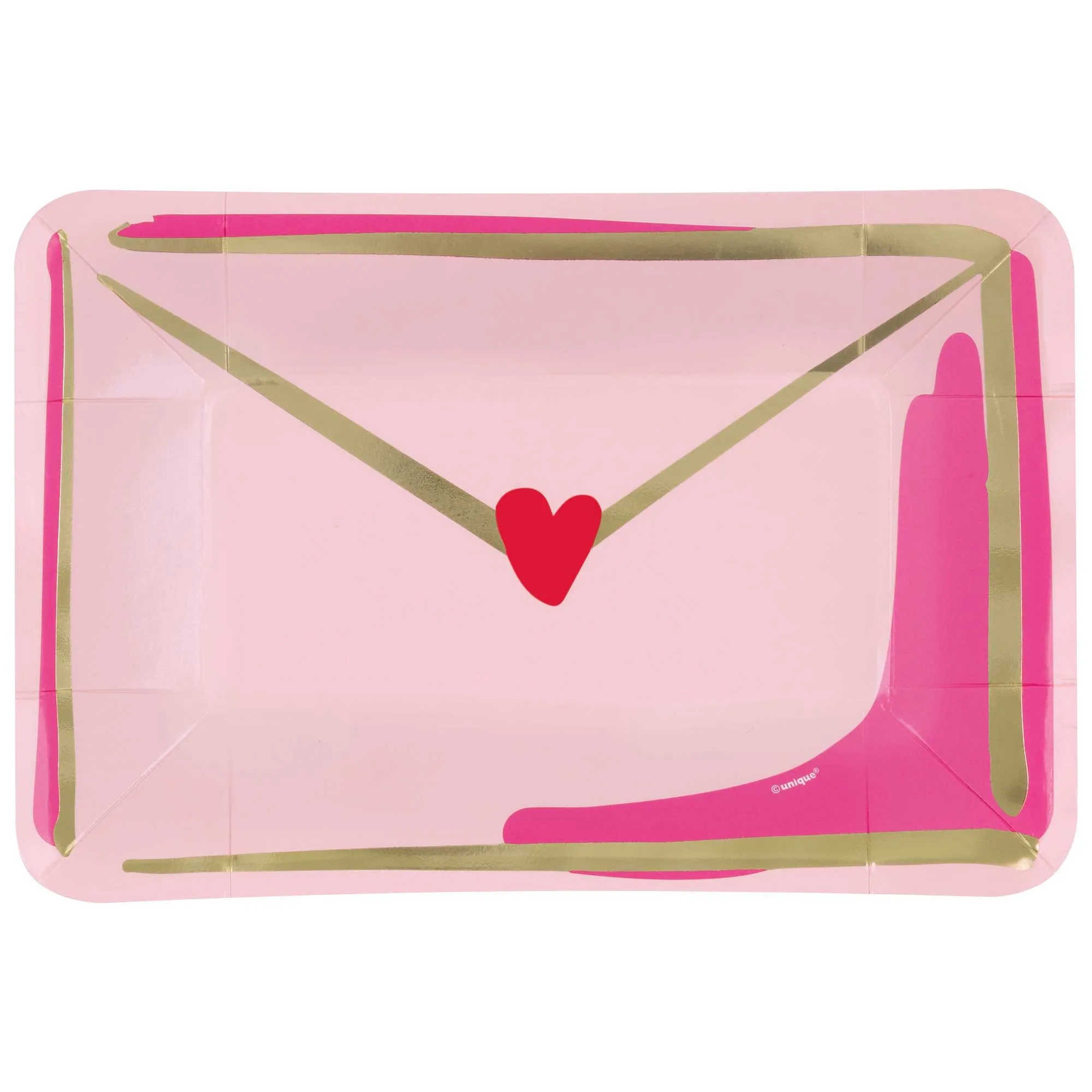 R & P Valentine's Day Envelope Shaped Appetizer Paper Plates, 8 Count