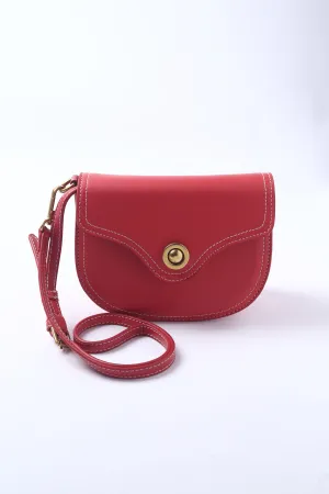 Red Leather Small Saddle Bag