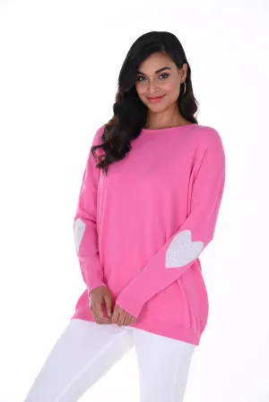 Rhinestone Heart Sleeve Sweater