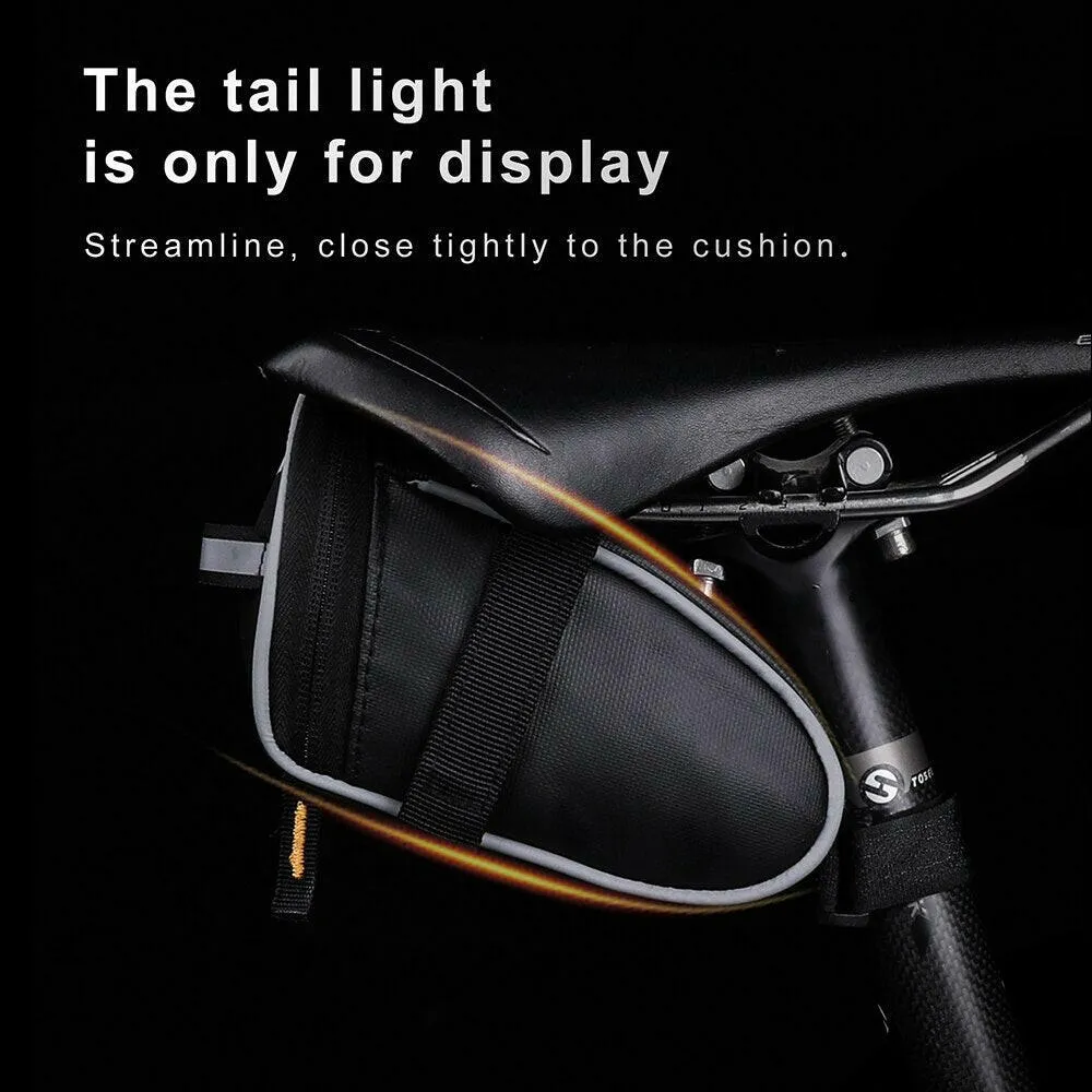 Rhinowalk Bike Saddle Bag 0.8L Small Waterproof Storage Black Tail Rear Pack Accessory Kit Tool Reflective MTB Road Bicycle Bag