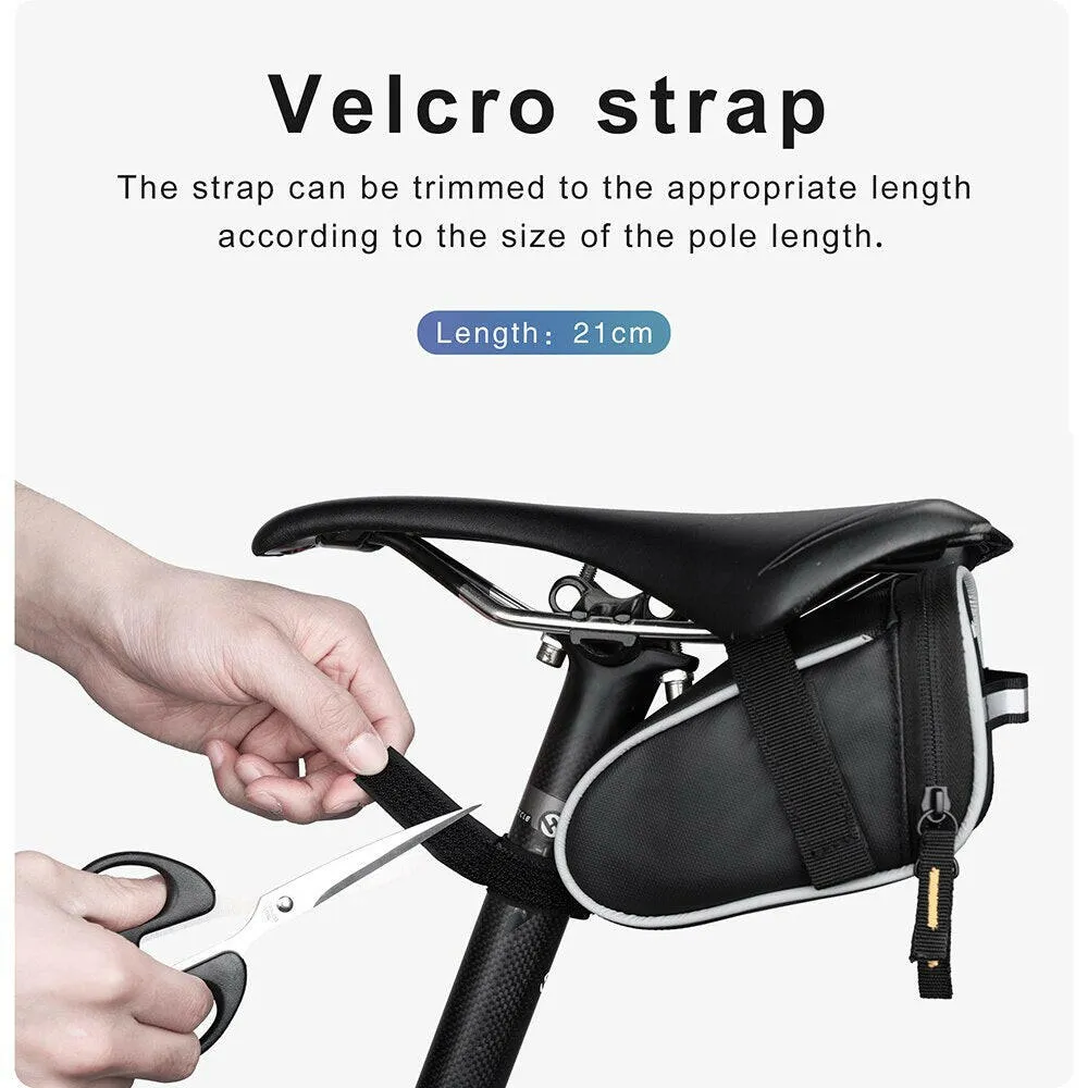 Rhinowalk Bike Saddle Bag 0.8L Small Waterproof Storage Black Tail Rear Pack Accessory Kit Tool Reflective MTB Road Bicycle Bag