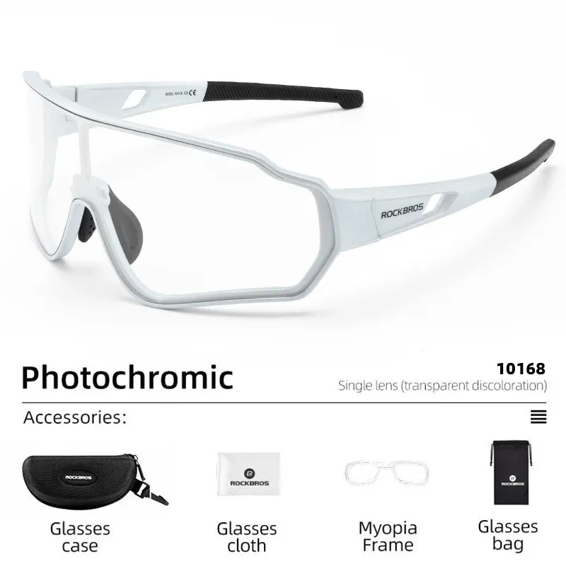 ROCKBROS Photochromic Cycling Glasses UV400 Polarized Sports Sunglasses for Men & Women, MTB Eyewear
