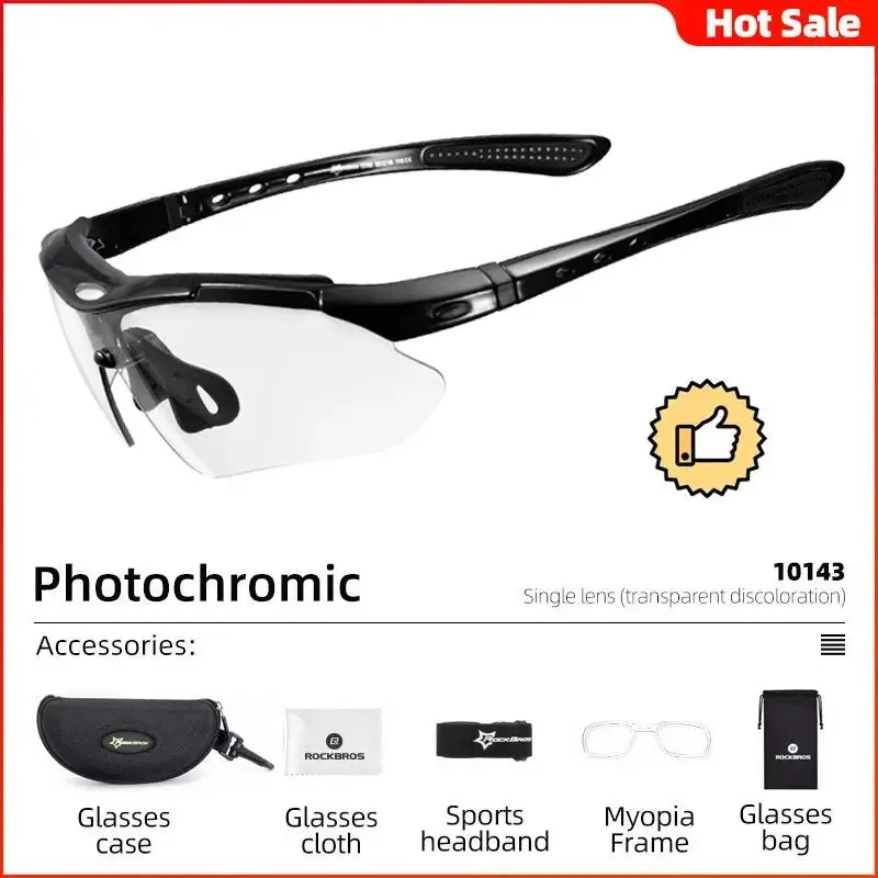 ROCKBROS Photochromic Cycling Glasses UV400 Polarized Sports Sunglasses for Men & Women, MTB Eyewear