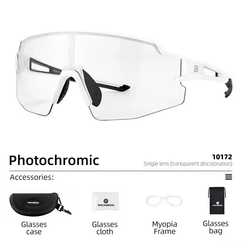 ROCKBROS Photochromic Cycling Glasses UV400 Polarized Sports Sunglasses for Men & Women, MTB Eyewear