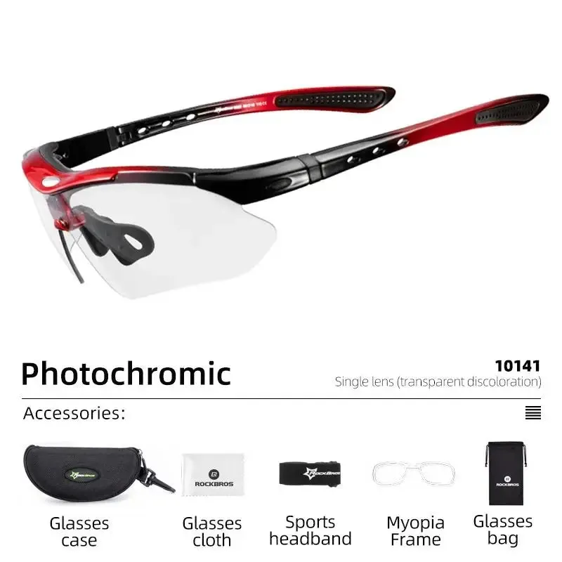 ROCKBROS Photochromic Cycling Glasses UV400 Polarized Sports Sunglasses for Men & Women, MTB Eyewear