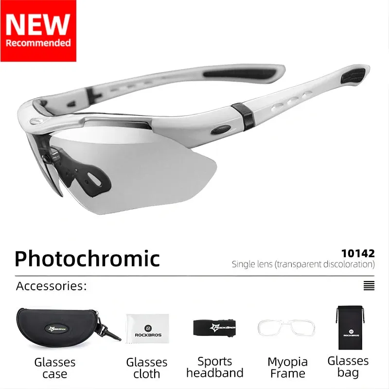 ROCKBROS Photochromic Cycling Glasses UV400 Polarized Sports Sunglasses for Men & Women, MTB Eyewear