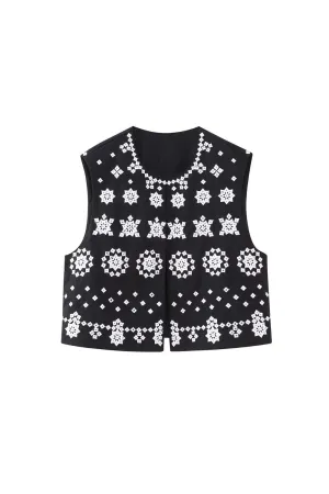 'Rylee' Embellished Mirror-Detail Vest Top