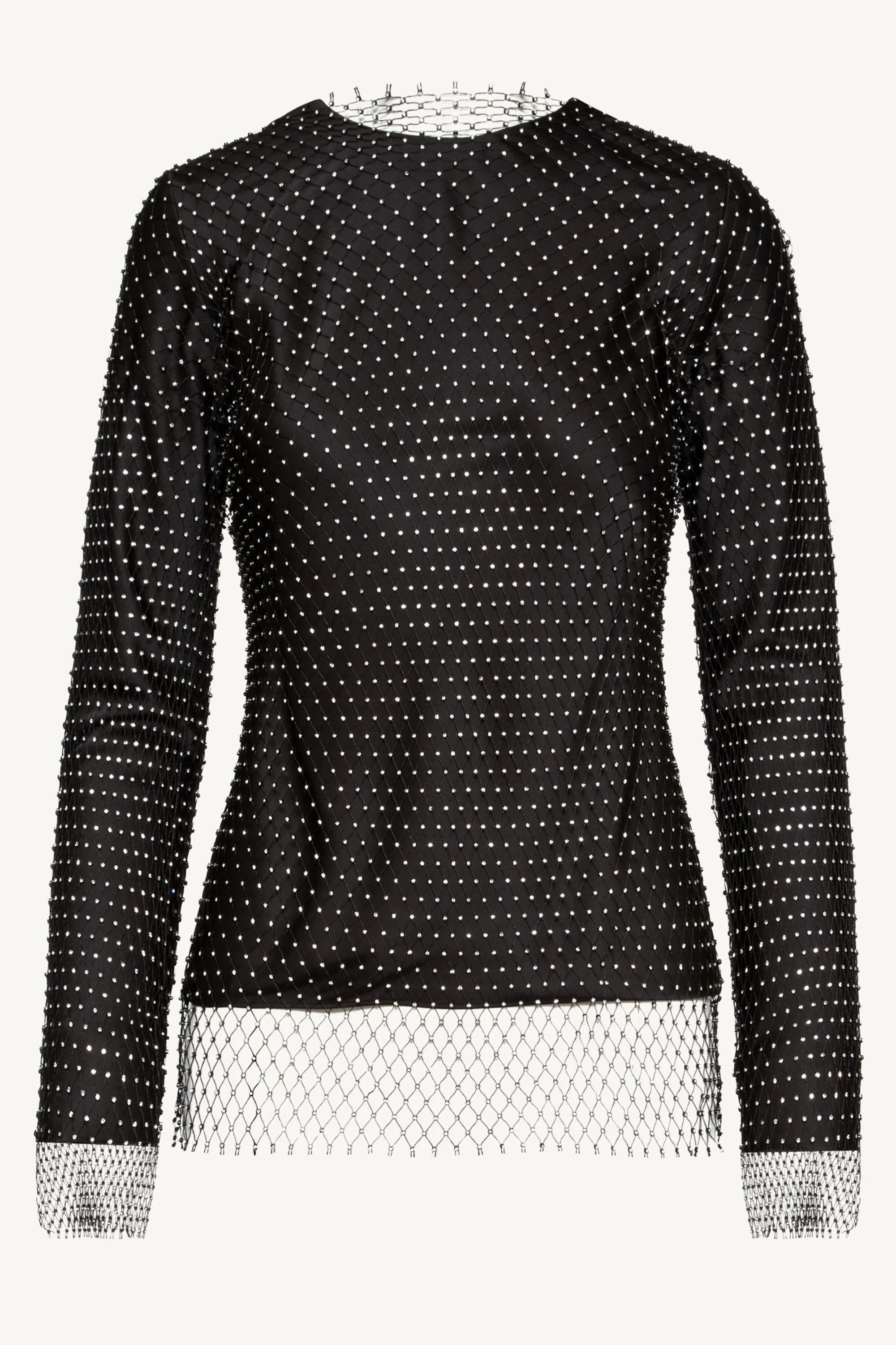 Sania Crystal Satin Top - Black
