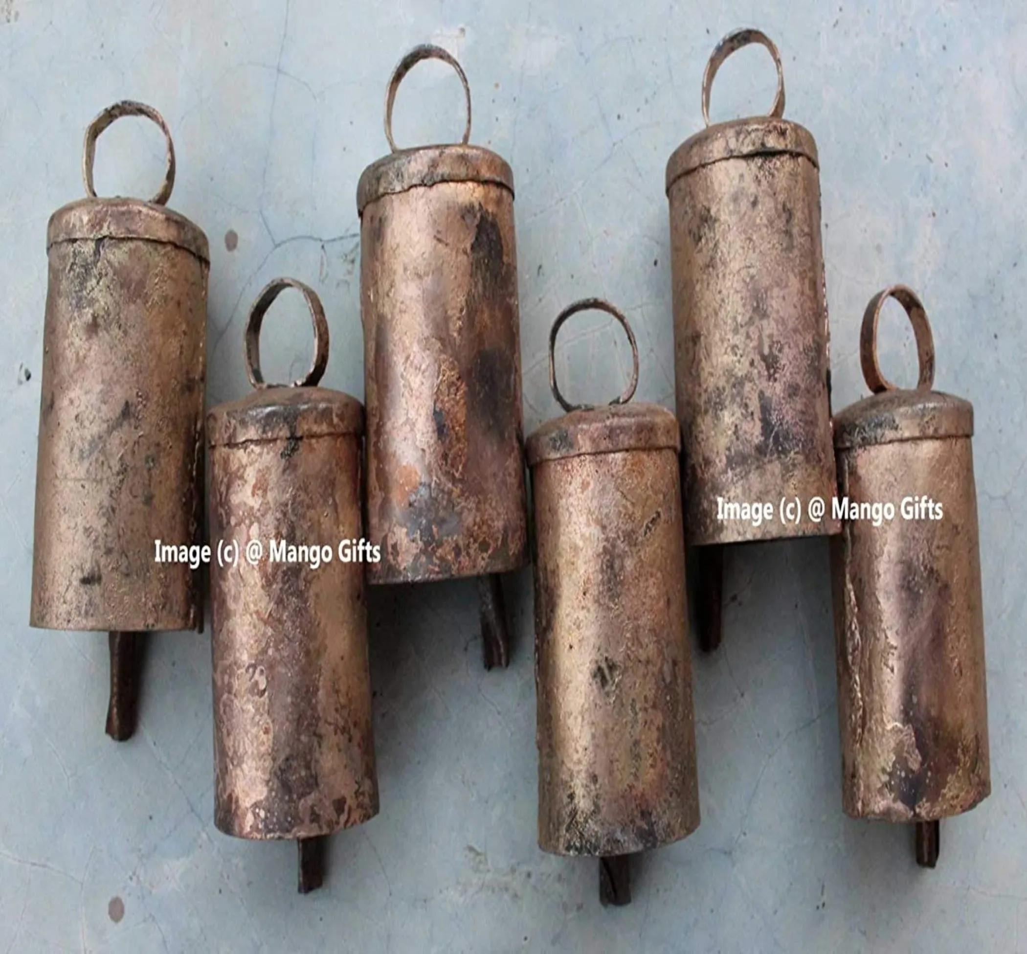 Shabby Chic Rustic Recycled Iron Bells 3.5" Inches Height Animal Bells From India