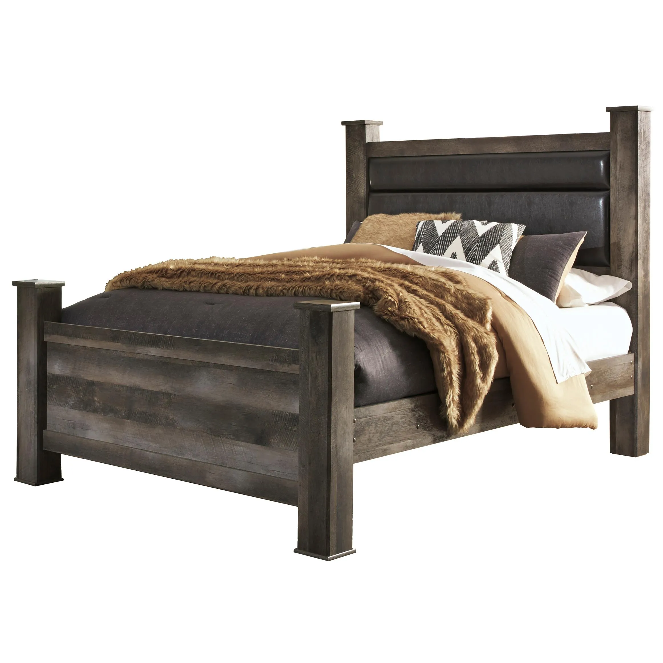 Signature Design by Ashley Wynnlow Queen Upholstered Poster Bed B440-67N/B440-64/B440-62/B440-98
