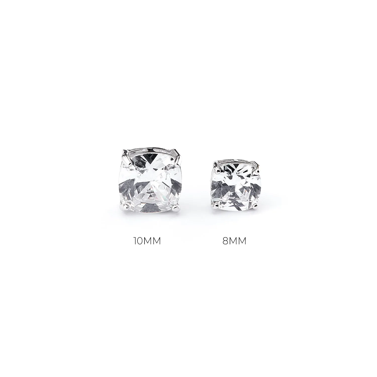 Solitaire CZ Cushion Earrings ( 0.8 CM )