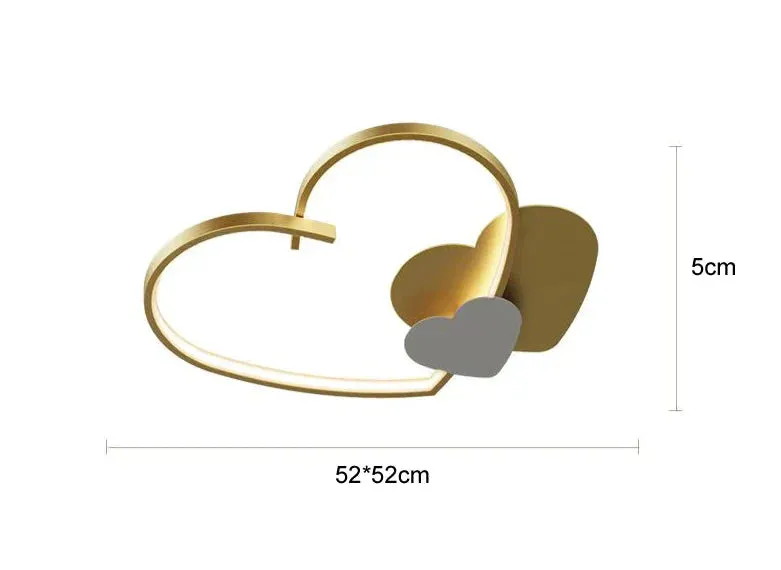 Sophie's Modern Simple Copper Heart-shaped LED Room Ceiling Lamp