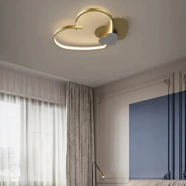 Sophie's Modern Simple Copper Heart-shaped LED Room Ceiling Lamp