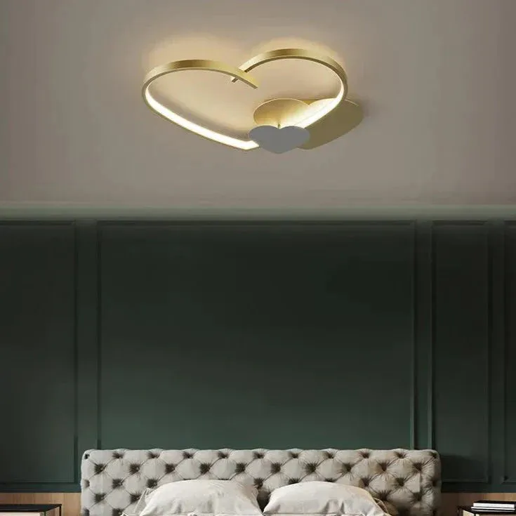 Sophie's Modern Simple Copper Heart-shaped LED Room Ceiling Lamp