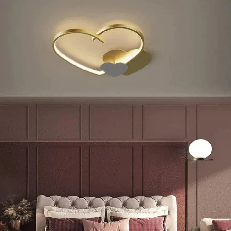 Sophie's Modern Simple Copper Heart-shaped LED Room Ceiling Lamp