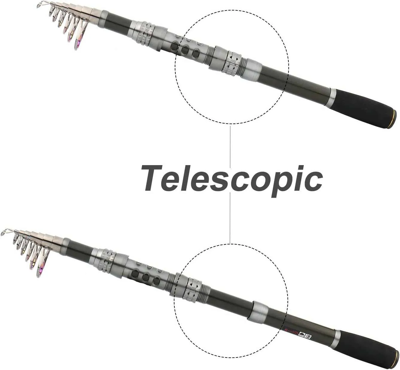 Sougayilang Fishing Rod Combos with Telescopic Fishing Pole Spinning Reels Fishing Carrier Bag for Travel Saltwater Freshwater Fishing