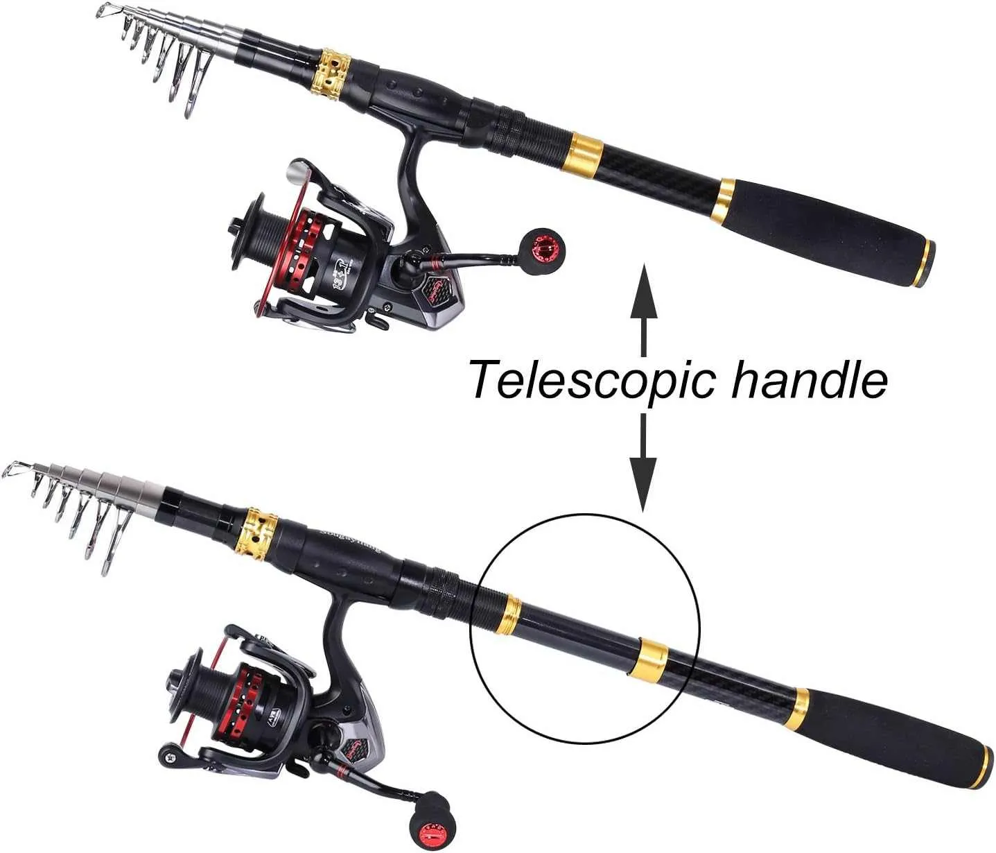 Sougayilang Fishing Rod Combos with Telescopic Fishing Pole Spinning Reels Fishing Carrier Bag for Travel Saltwater Freshwater Fishing