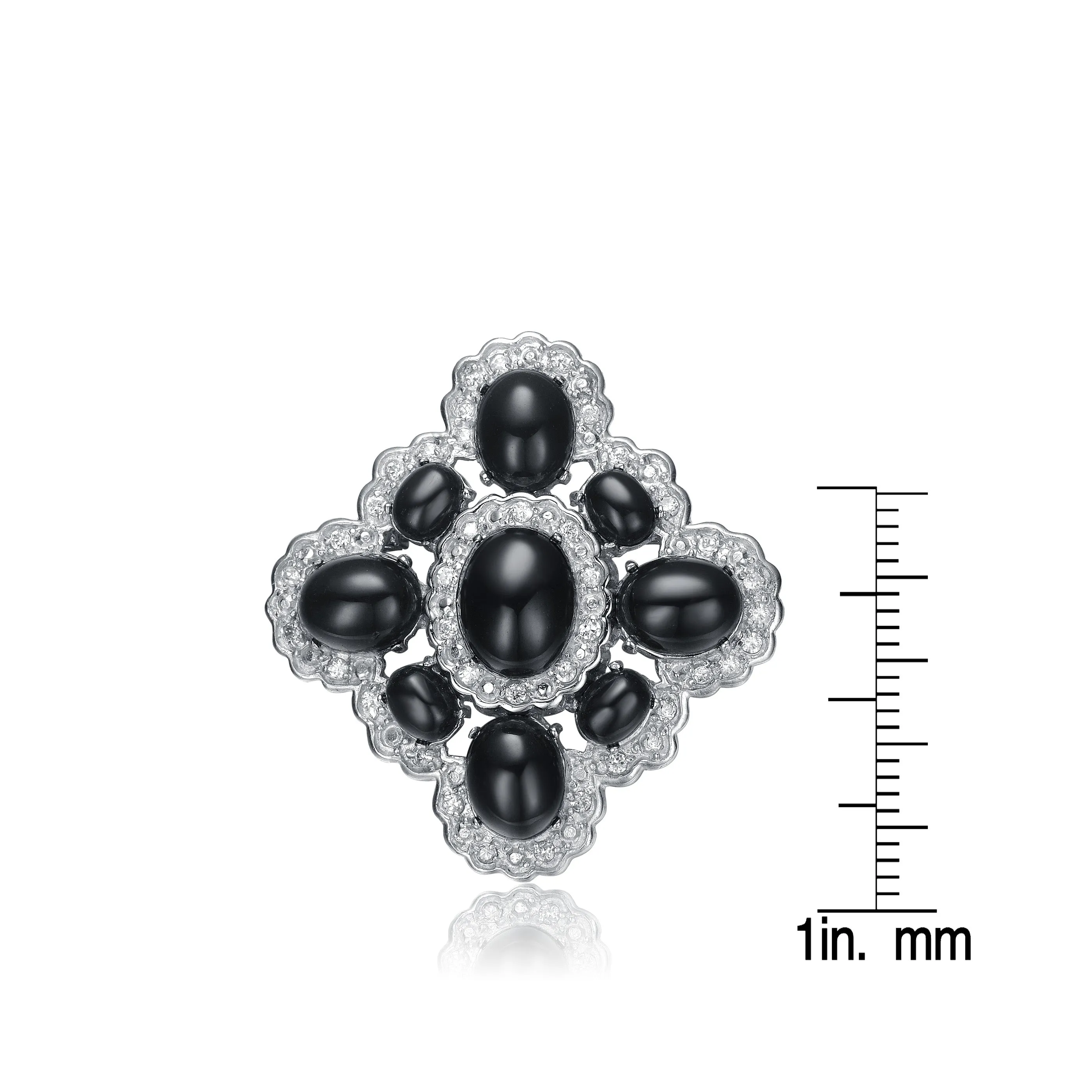Sterling Silver light blue And White Cubic Zirconia Flower Pin