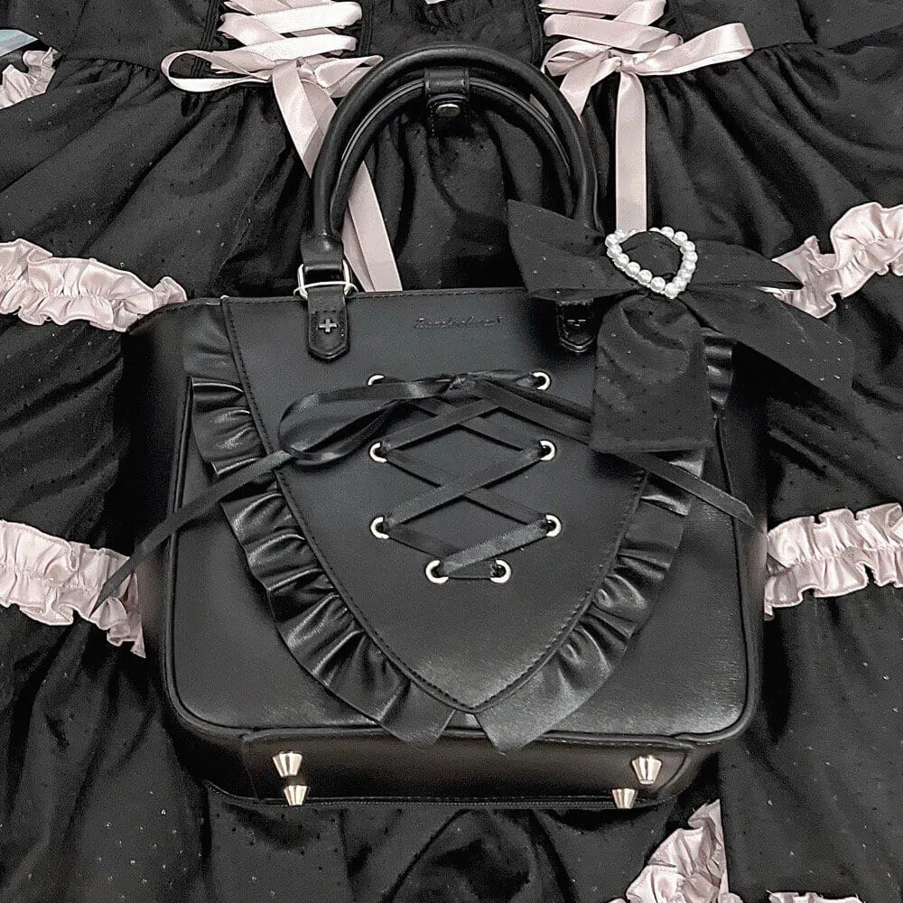 Sweet Lace-up Ruffle PU Ita Tote Bag