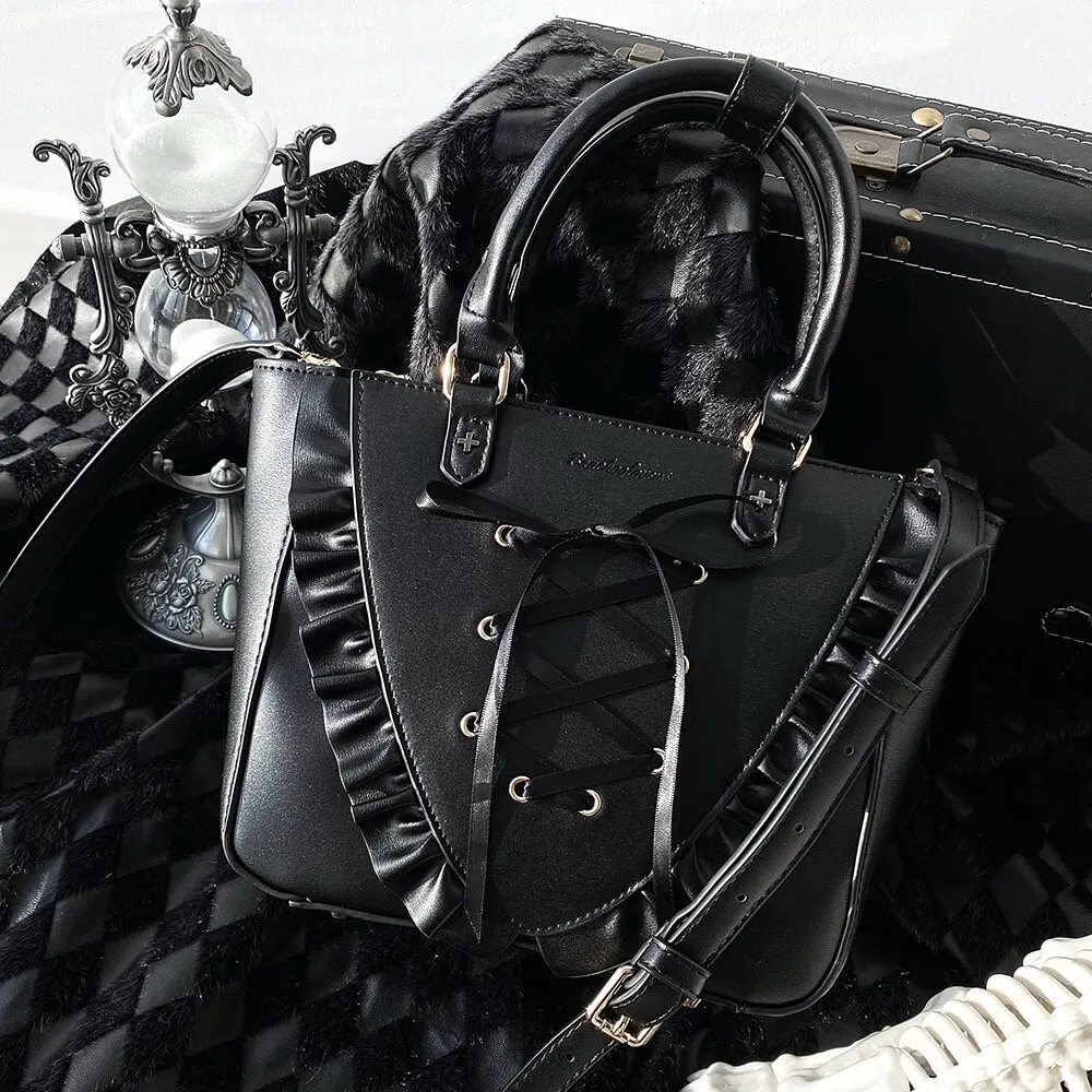 Sweet Lace-up Ruffle PU Ita Tote Bag