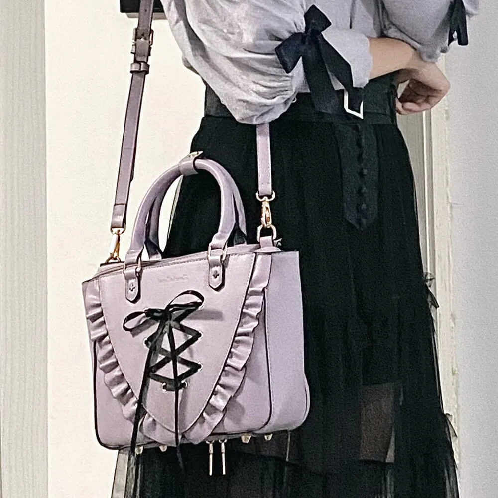 Sweet Lace-up Ruffle PU Ita Tote Bag
