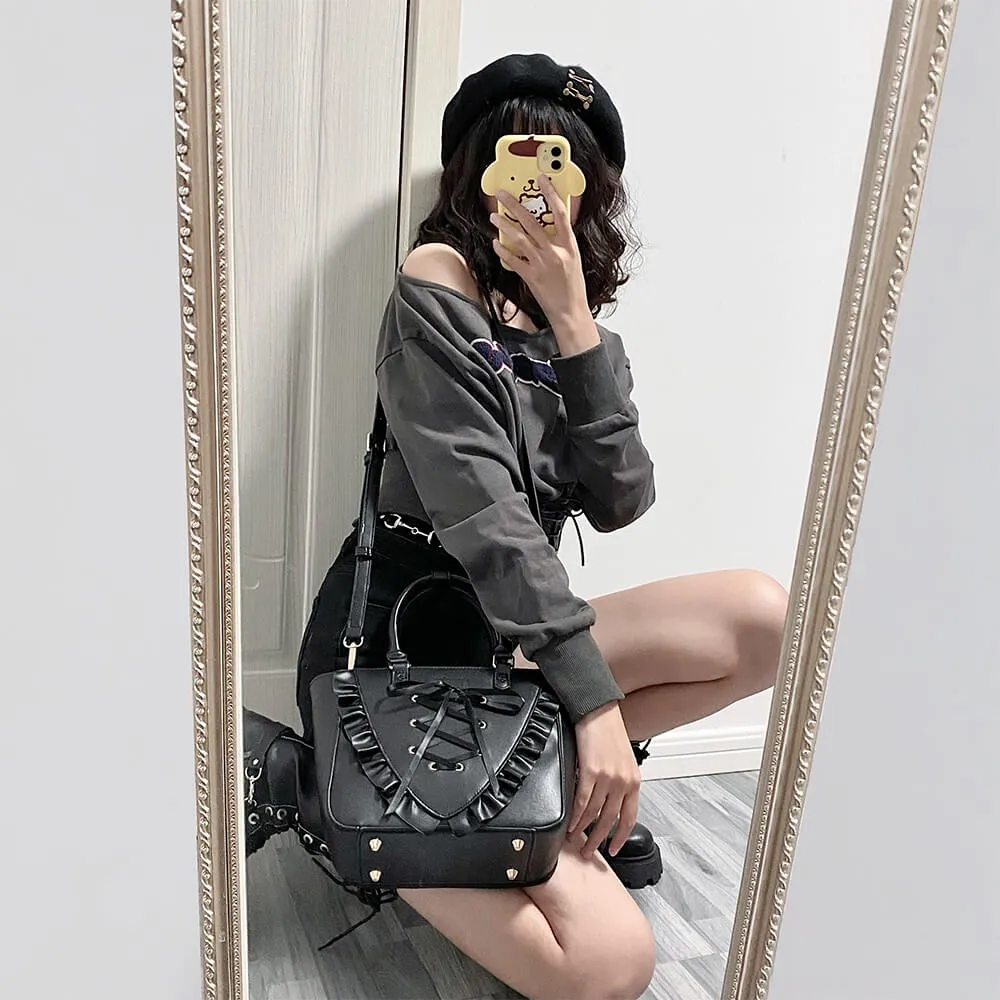 Sweet Lace-up Ruffle PU Ita Tote Bag