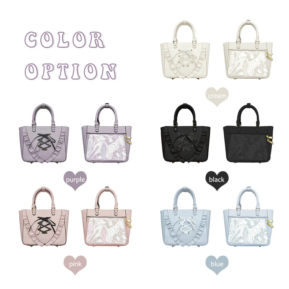 Sweet Lace-up Ruffle PU Ita Tote Bag