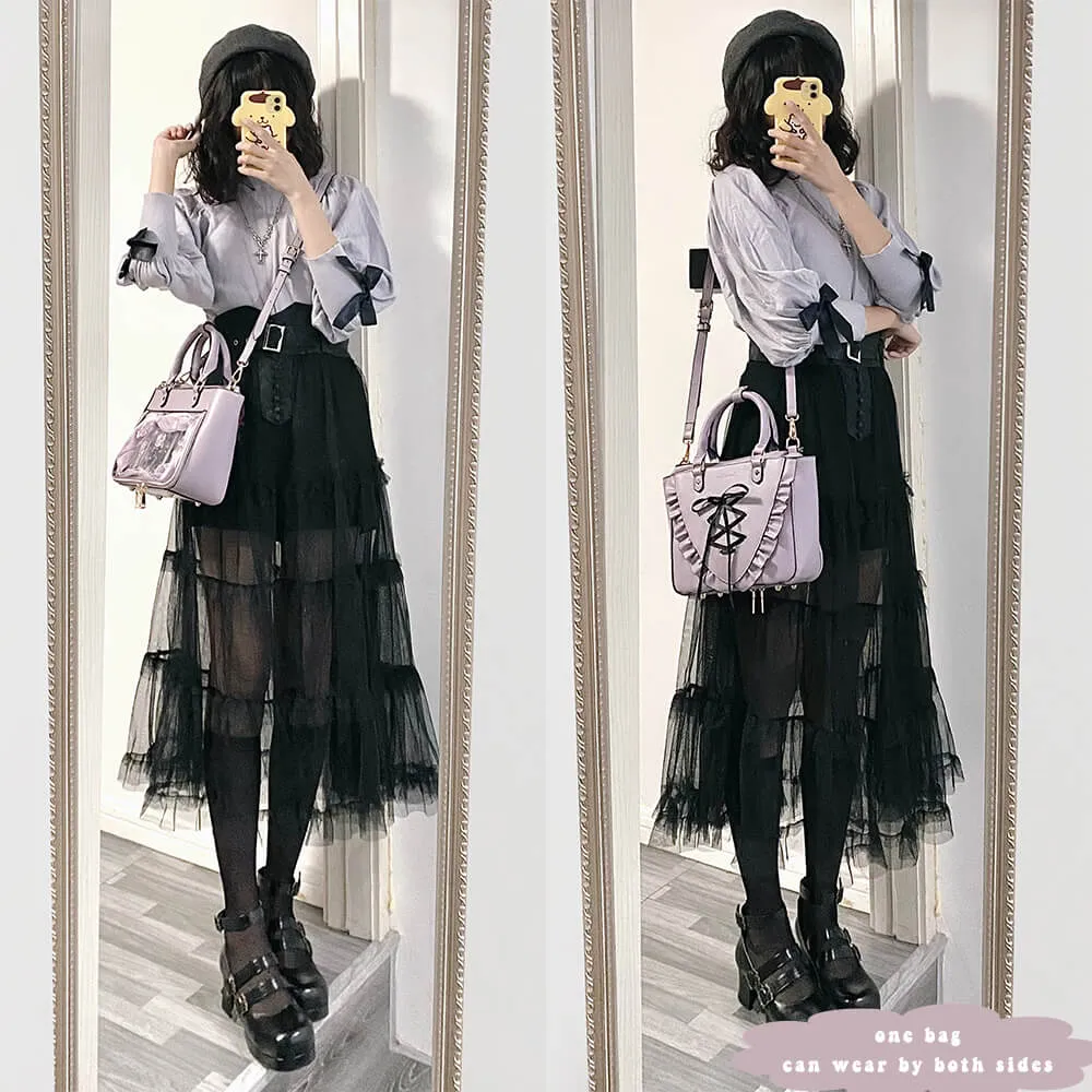 Sweet Lace-up Ruffle PU Ita Tote Bag