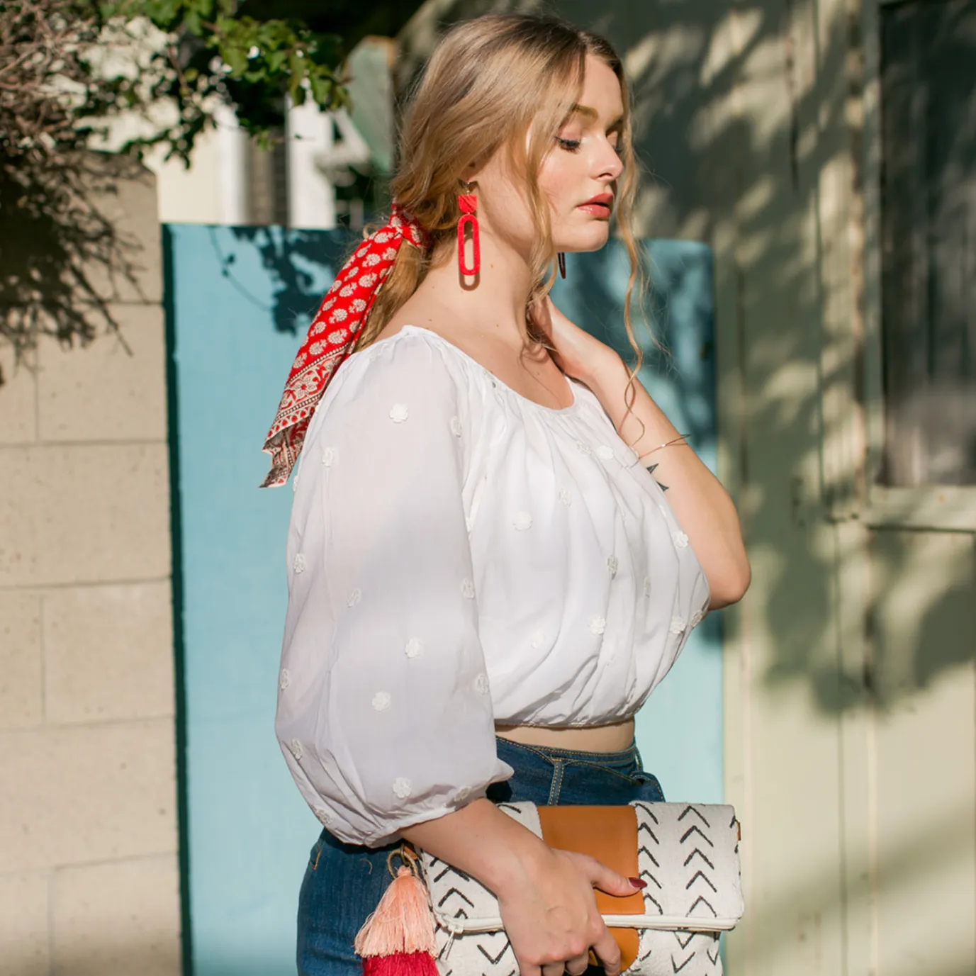 The Asbury Leather Earrings in Cherry Red ©