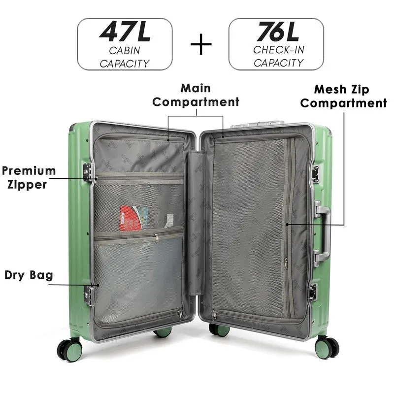 THE CLOWNFISH Combo of 2 Stark Series Luggage Polycarbonate Hard Case Suitcases Eight Wheel Trolley Bags with Double TSA Locks- Pistachio Green (Medium 67 cm-26 inch, Small 57 cm-22 inch)