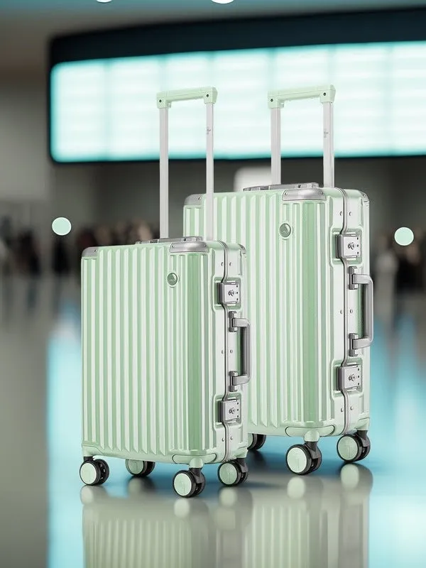 THE CLOWNFISH Combo of 2 Stark Series Luggage Polycarbonate Hard Case Suitcases Eight Wheel Trolley Bags with Double TSA Locks- Pistachio Green (Medium 67 cm-26 inch, Small 57 cm-22 inch)