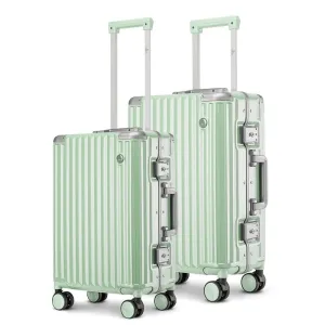 THE CLOWNFISH Combo of 2 Stark Series Luggage Polycarbonate Hard Case Suitcases Eight Wheel Trolley Bags with Double TSA Locks- Pistachio Green (Medium 67 cm-26 inch, Small 57 cm-22 inch)