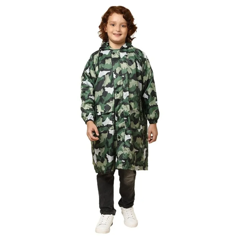 THE CLOWNFISH Felix Series Kids Waterproof PVC Longcoat with Adjustable Hood & Extra Space for Backpack/Schoolbag Holding. Plastic Pouch. Kid Age-10-11 years (Size-39-Light Blue)