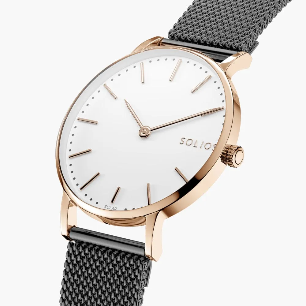 The Solar Classic Bundle | White Dial - Rose Gold Case