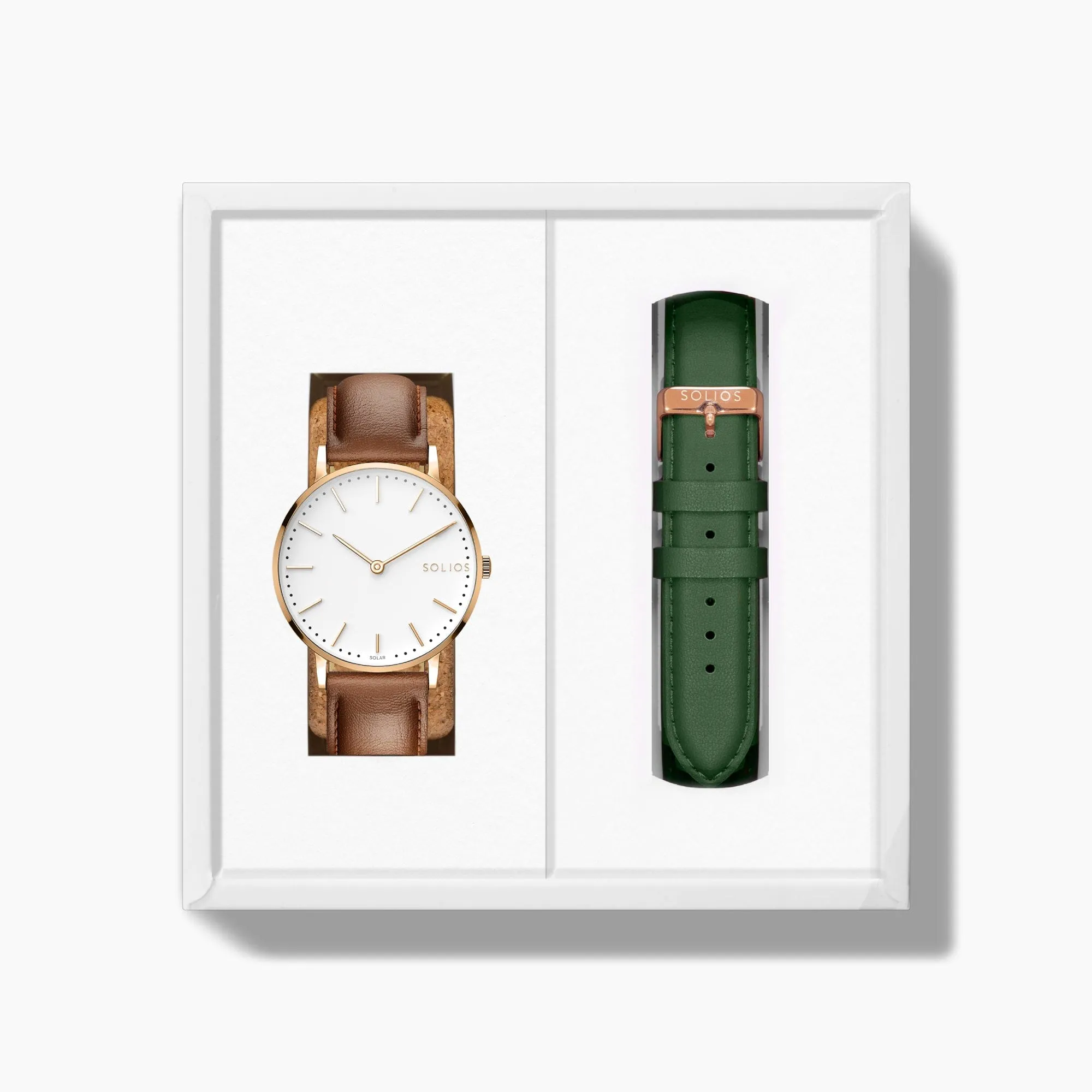 The Solar Classic Bundle | White Dial - Rose Gold Case