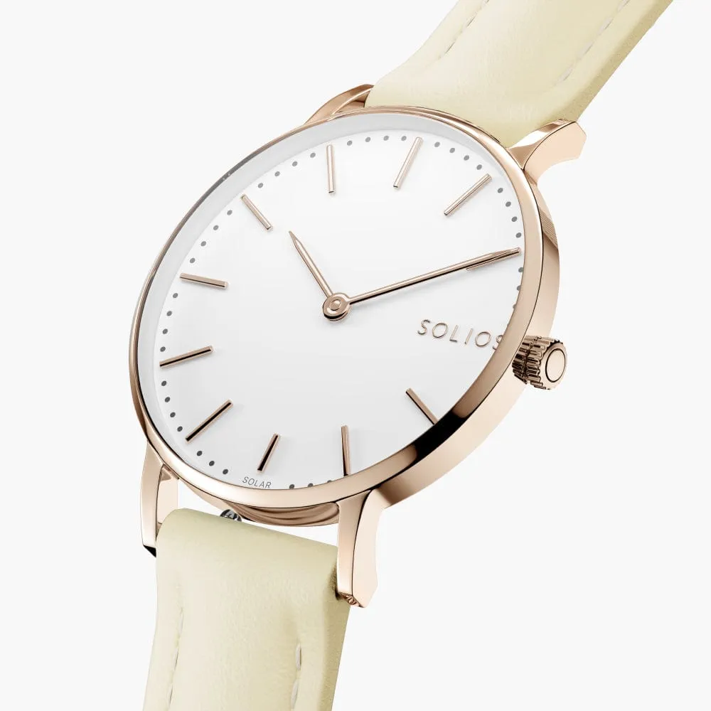 The Solar Classic Bundle | White Dial - Rose Gold Case