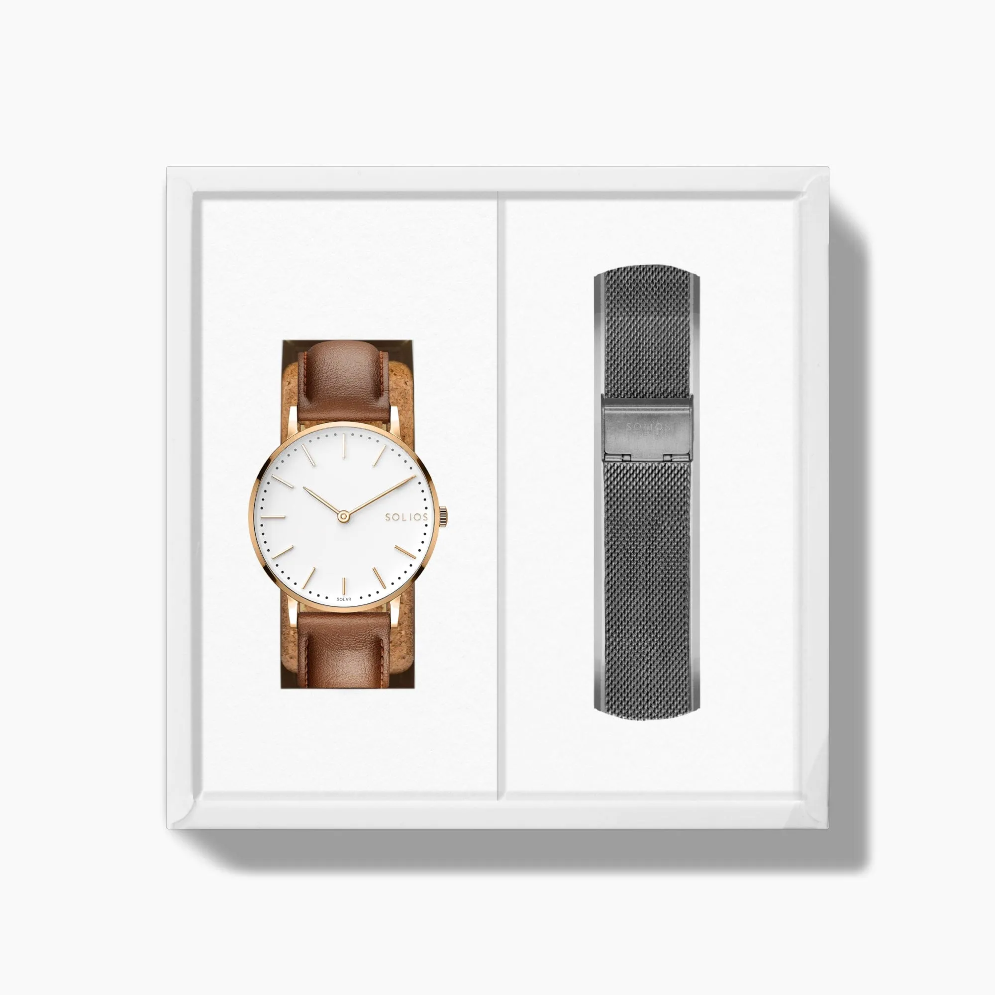 The Solar Classic Bundle | White Dial - Rose Gold Case