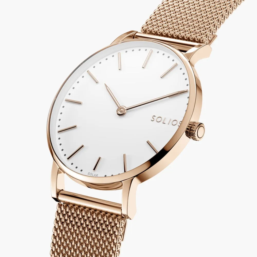 The Solar Classic Bundle | White Dial - Rose Gold Case