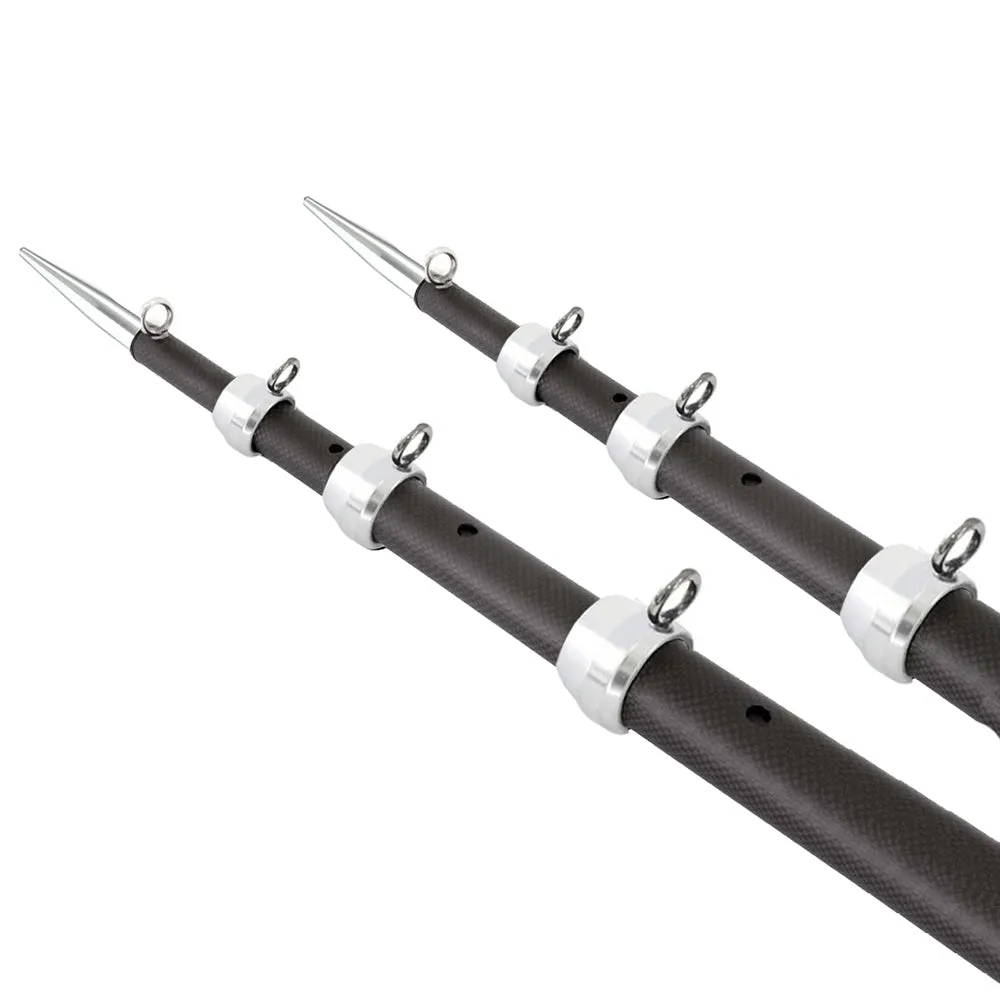 Tigress XD 3K Carbon Fiber Telescoping Outrigger Poles - 21ft - Matte Black/ Silver - Pair