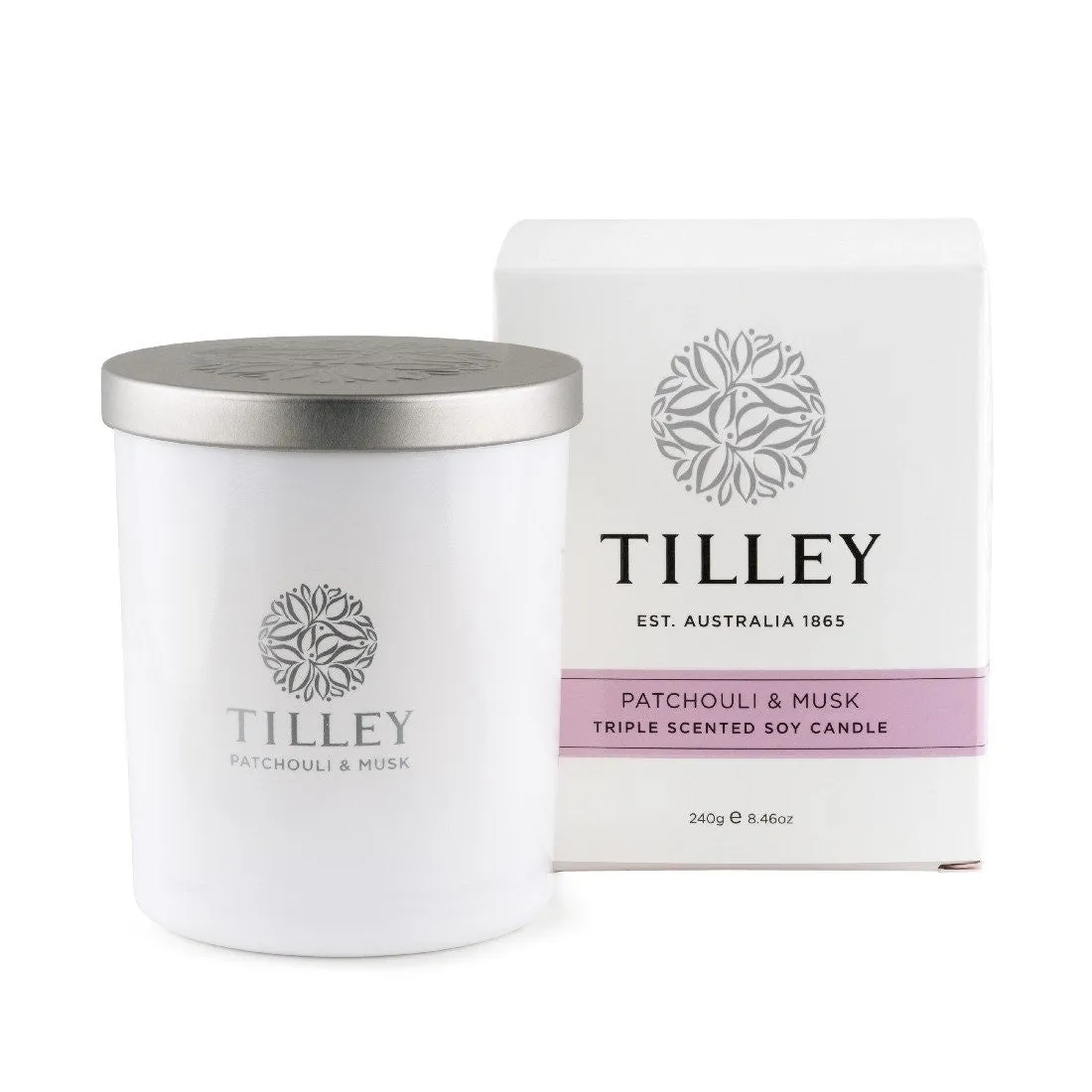 Tilley Classic White - Soy Candle 240g - Patchouli & Musk
