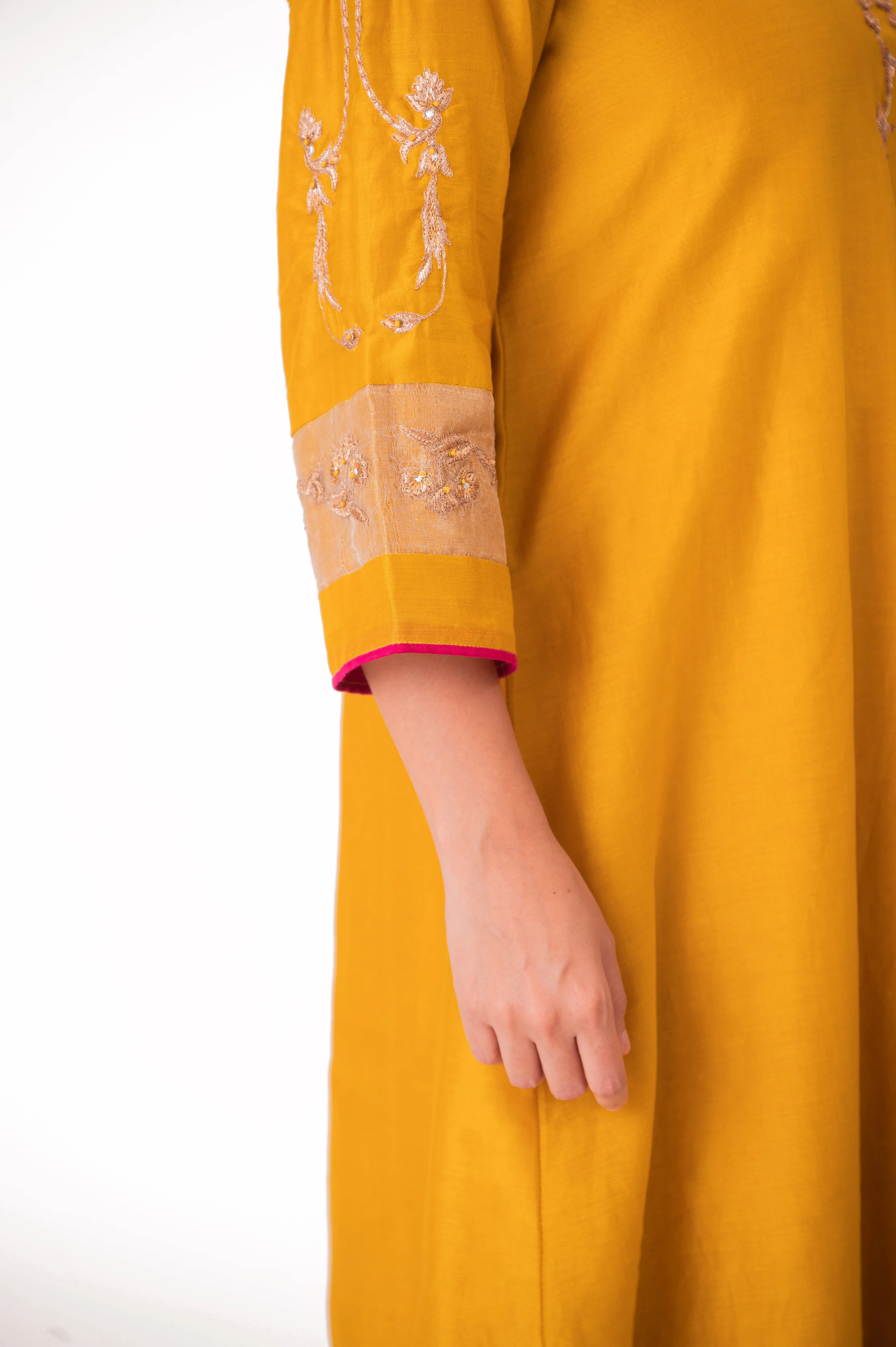 Tissue Patched Dupatta Dual Color Kurta Set