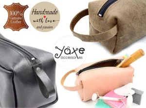 Toiletry leather bag Black Pink