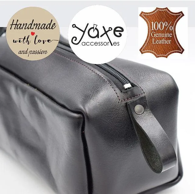 Toiletry leather bag Black Pink