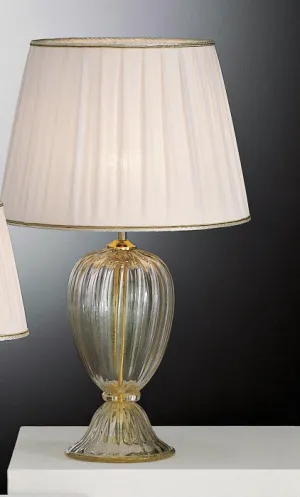 Transparent Murano Glass Table Light Base With Gold Decoration