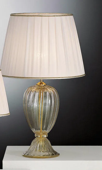 Transparent Murano Glass Table Light Base With Gold Decoration