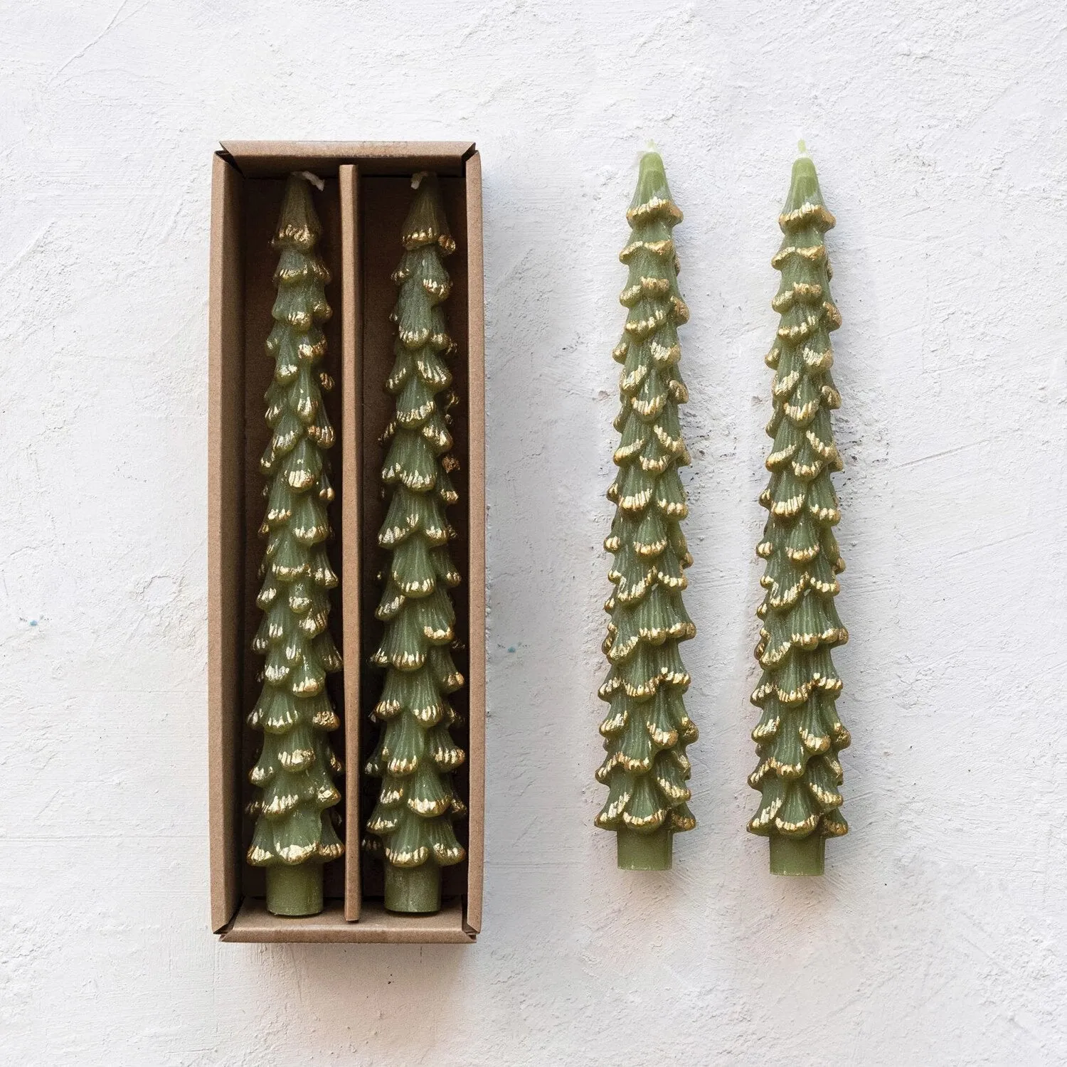 Tree Shaped Taper Candles - Set of 2