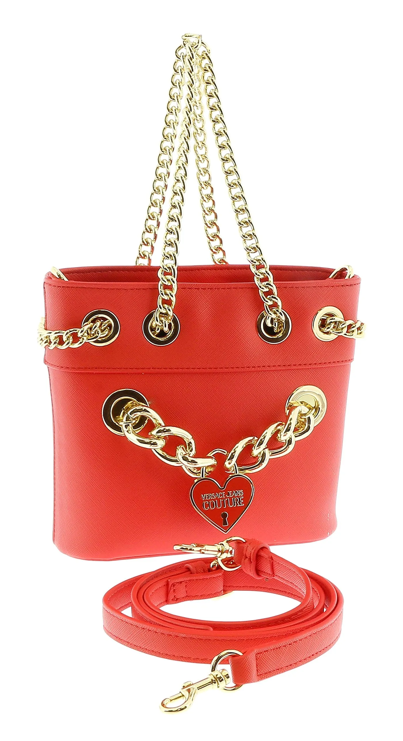 Versace Jeans Couture Red Scarf Embellished Small Bucket Bag