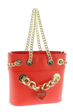 Versace Jeans Couture Red Scarf Embellished Small Bucket Bag