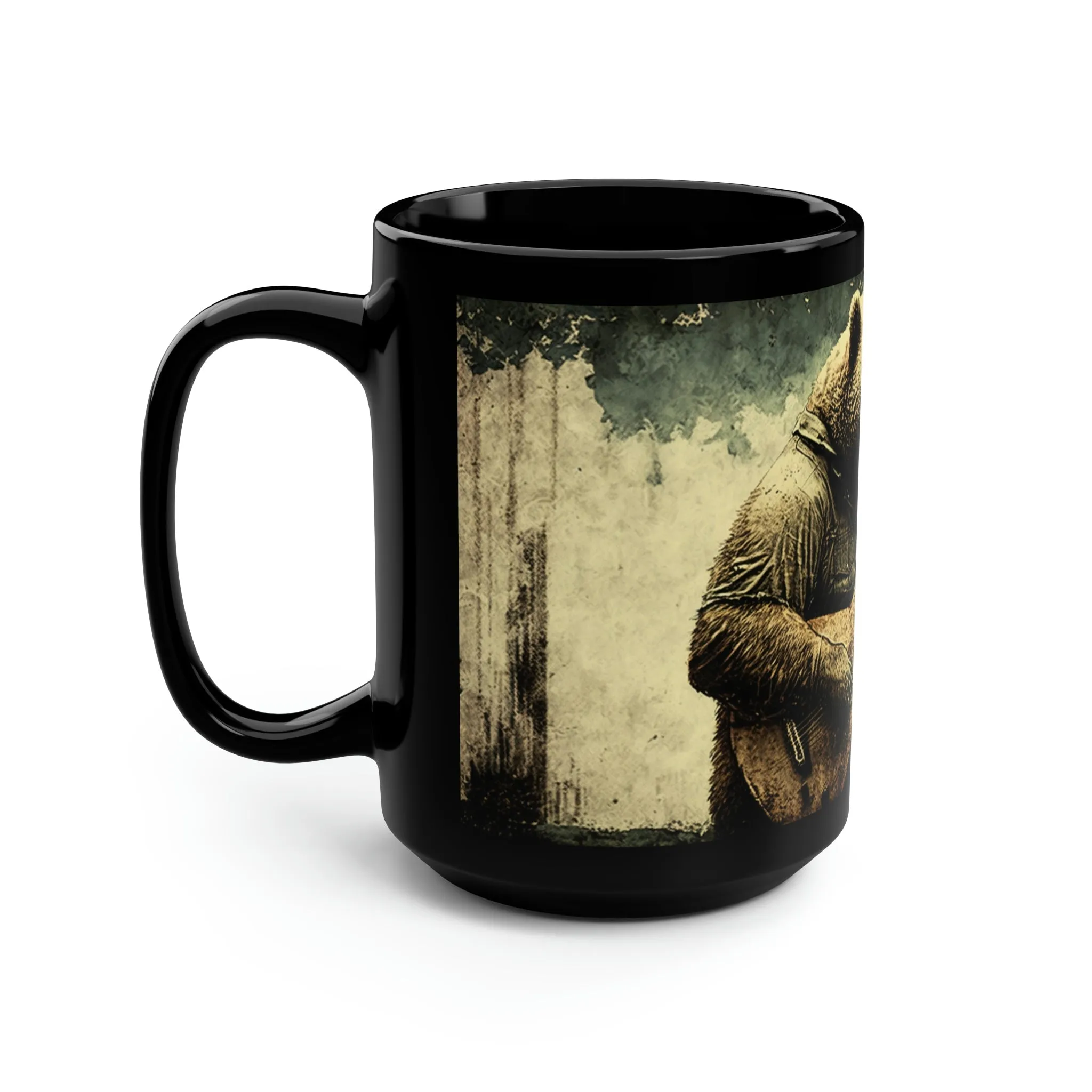 Vintage Grizzly Bear Playing Guitar - 15 oz Coffee Mug